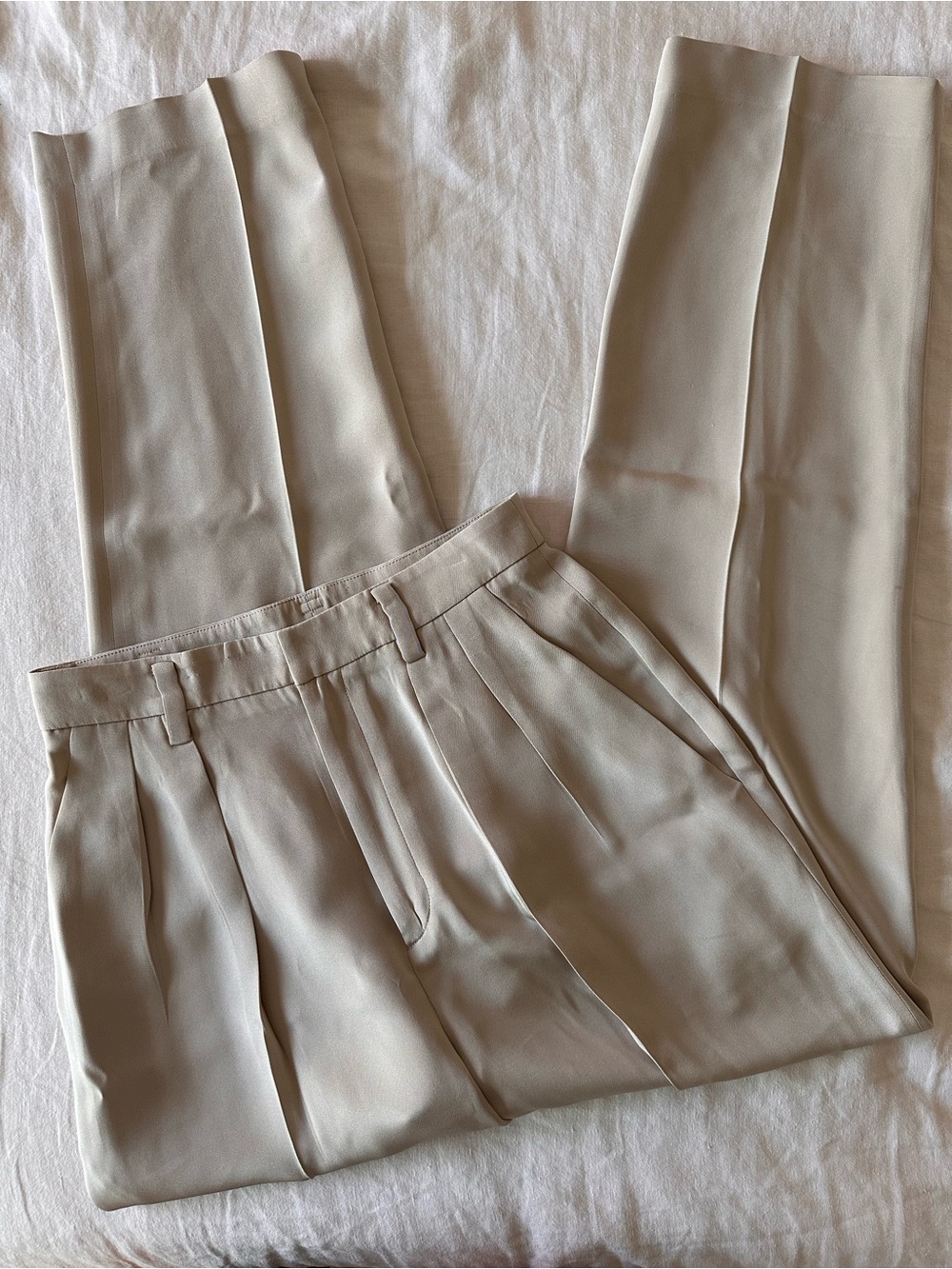 Ellen Tracy - 100% Silk Beige Color Trouser (size 4P)
